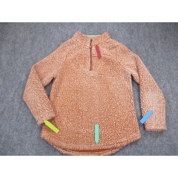 Scully Pullover Womens Medium Orange Sherpa Fleece Quarter Zip Raglan Cozy Teddy - Picture 14 of 16